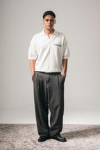 WHITE KNITTED POLO SHIRT