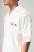 WHITE KNITTED POLO SHIRT