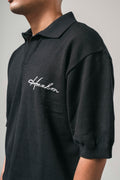 BLACK KNITTED POLO SHIRT