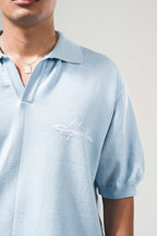 BABY BLUEKNITTED POLO SHIRT